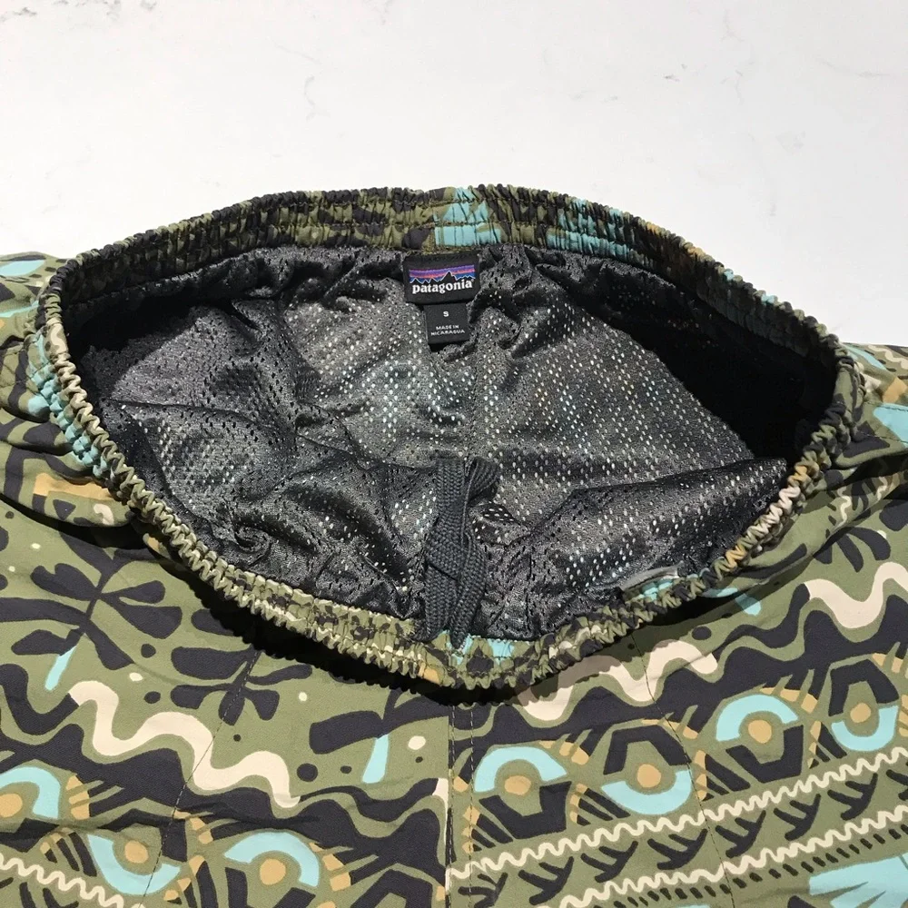Patagonia Green Geometric Swim Trunks Small